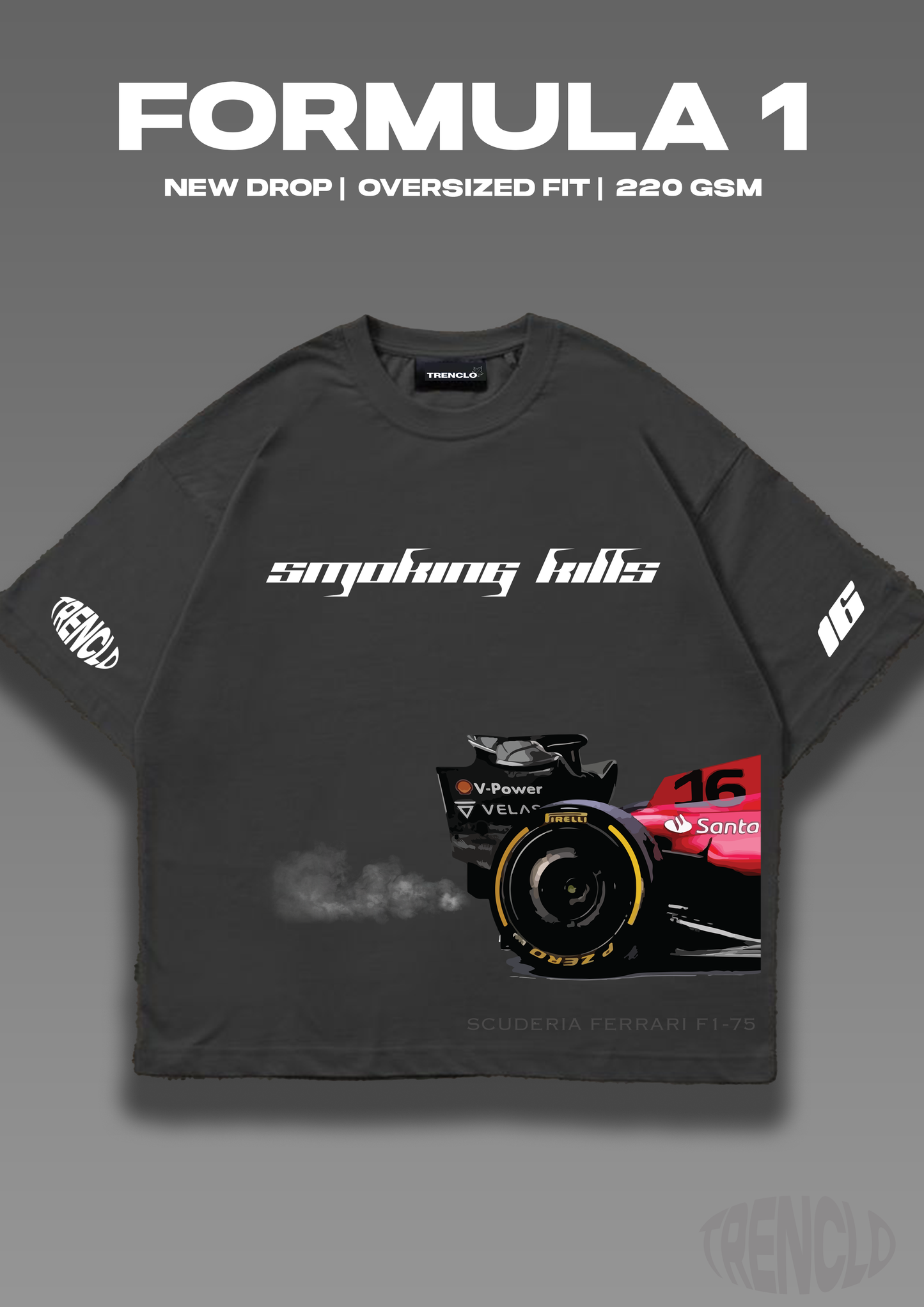 F1 TSHIRT FORMULA ONE RACING T-SHIRT HOT SELLER (OVERSIZED) Charles Leclerc Edition