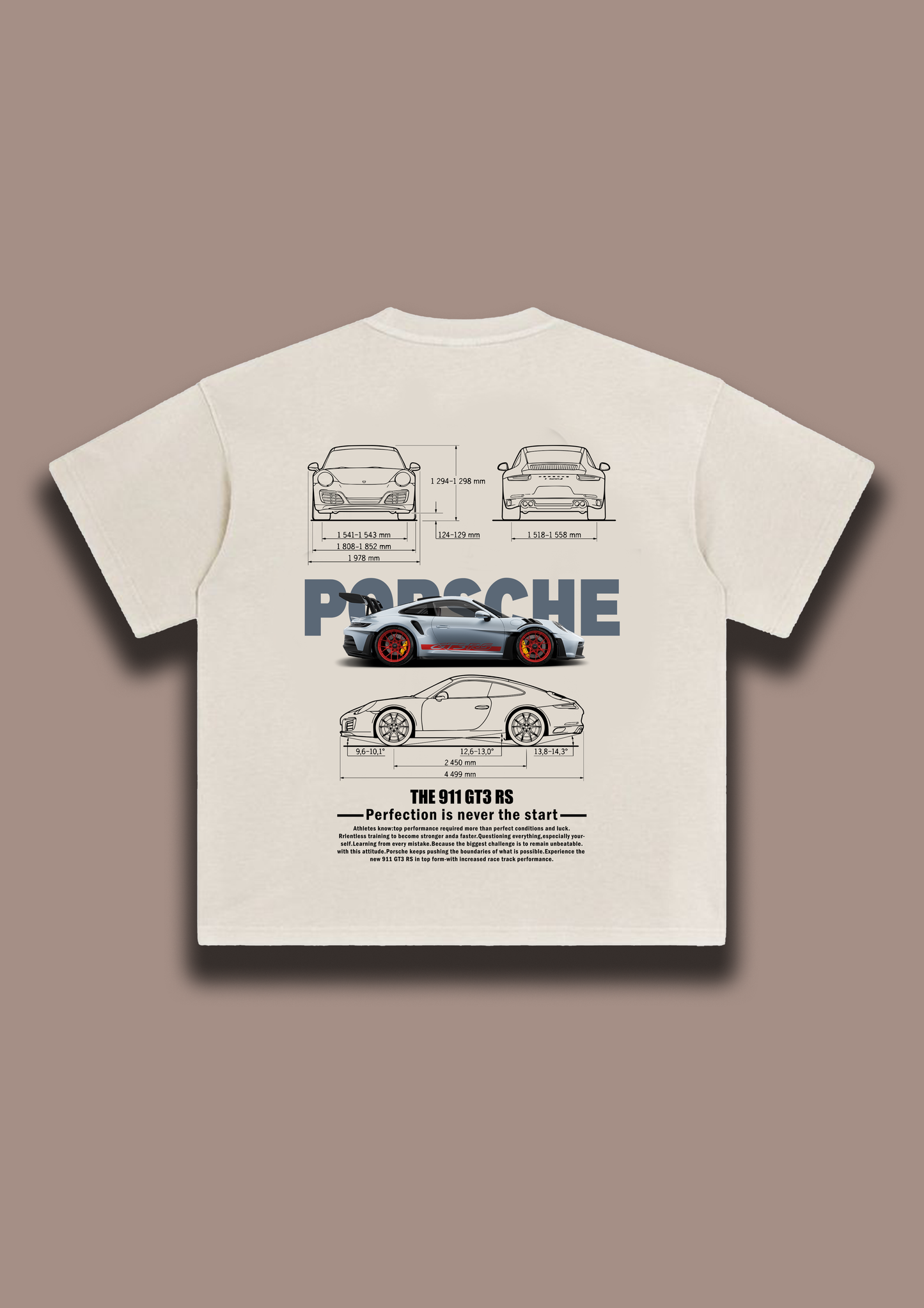 Porsche Cream Color Tshirt | Porsche 911 Gt3rs