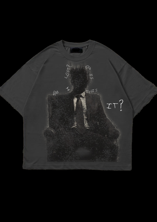 “Am I Lost or Is This It?” Dark Grunge Oversized T-Shirt – Abstract Faceless Graphic Streetwear Tee