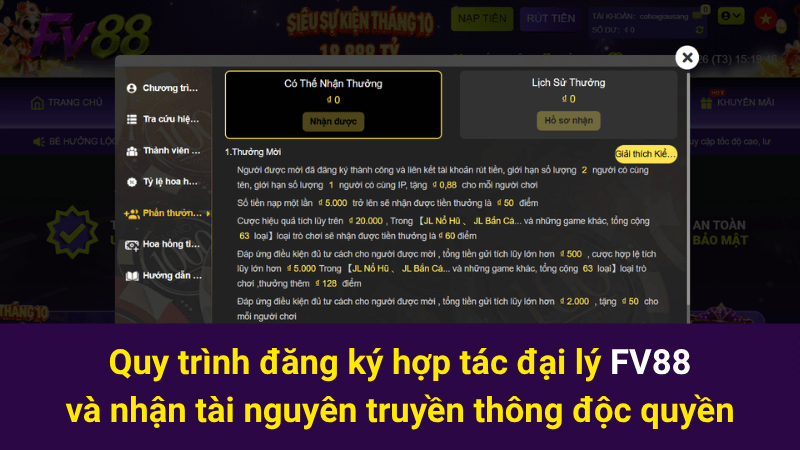 Quy trình đăng ký hợp tác đại lý FV88 và nhận tài nguyên truyền thông độc quyền