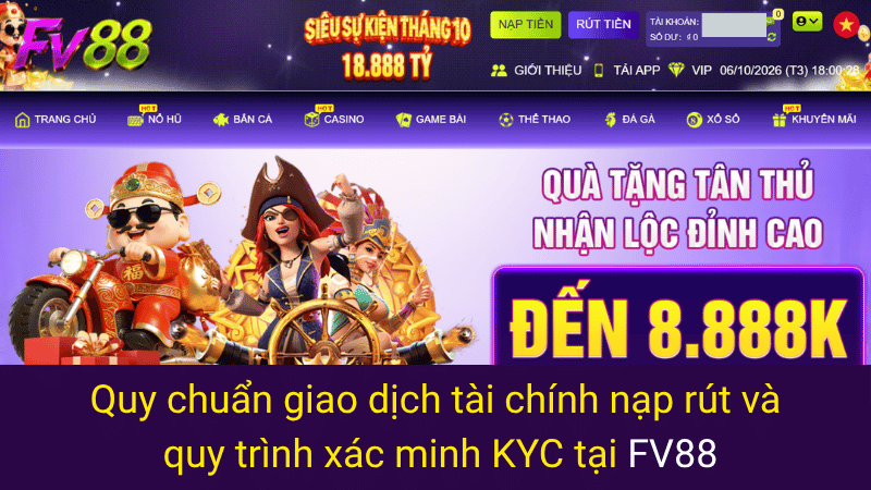 Quy chuẩn giao dịch tài chính nạp rút và quy trình xác minh KYC tại FV88
