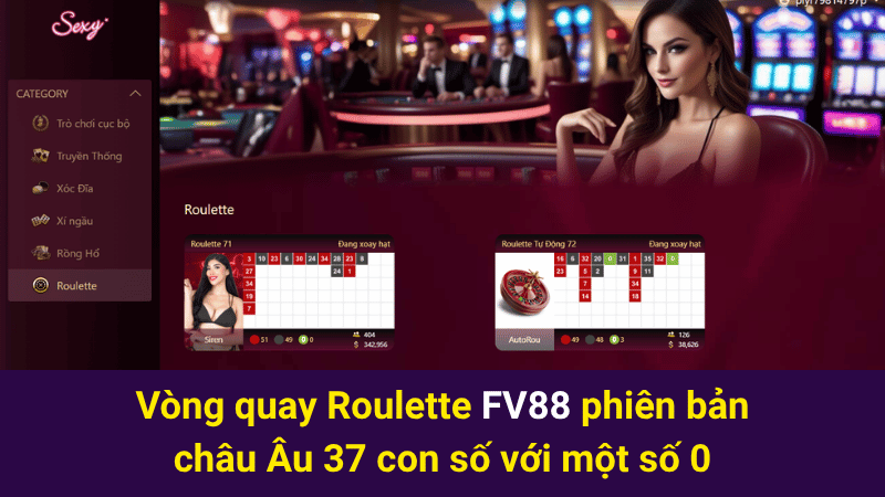 Vòng quay Roulette FV88 phiên bản châu Âu 37 con số với một số 0