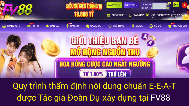 Quy trình thẩm định nội dung chuẩn E-E-A-T được Tác giả Đoàn Dự xây dựng tại FV88